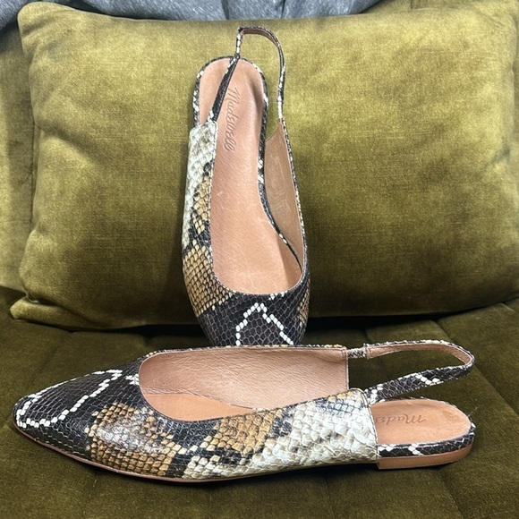 Madewell The Margot Slingback Flat in Snake Embossed Leather with strap flaws - Picture 11 of 14